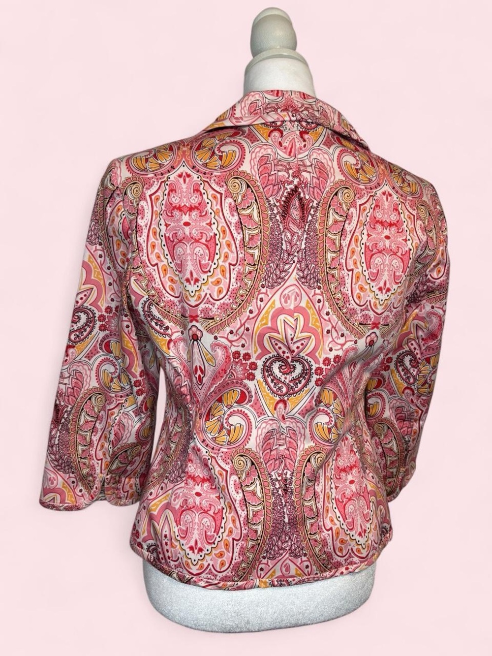 Pink Paisley Button-Front Cropped Jacket - Picture 5 of 7